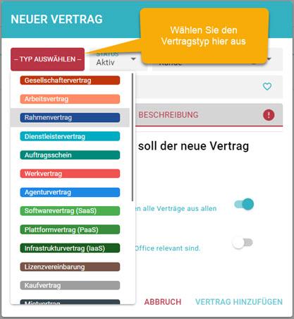 Vertragstyp wählen